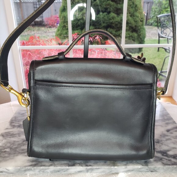 Coach Court Satchel & Crossbody Bag - Vintage Black Leather (Made in US) - Picture 3 of 16